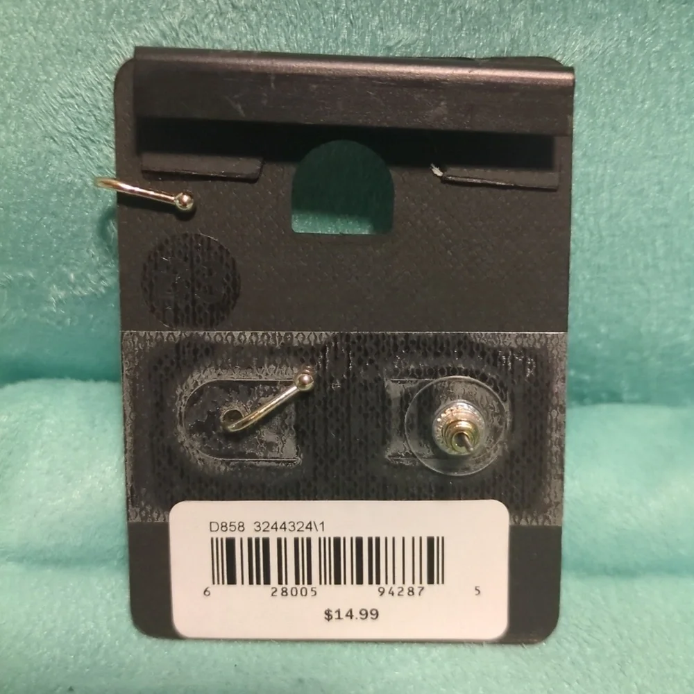 Ava & Aiden Gold Tone Flower Stud Earrings & Matching 1" Ear Cuff | Dainty & Mod - Picture 3 of 5